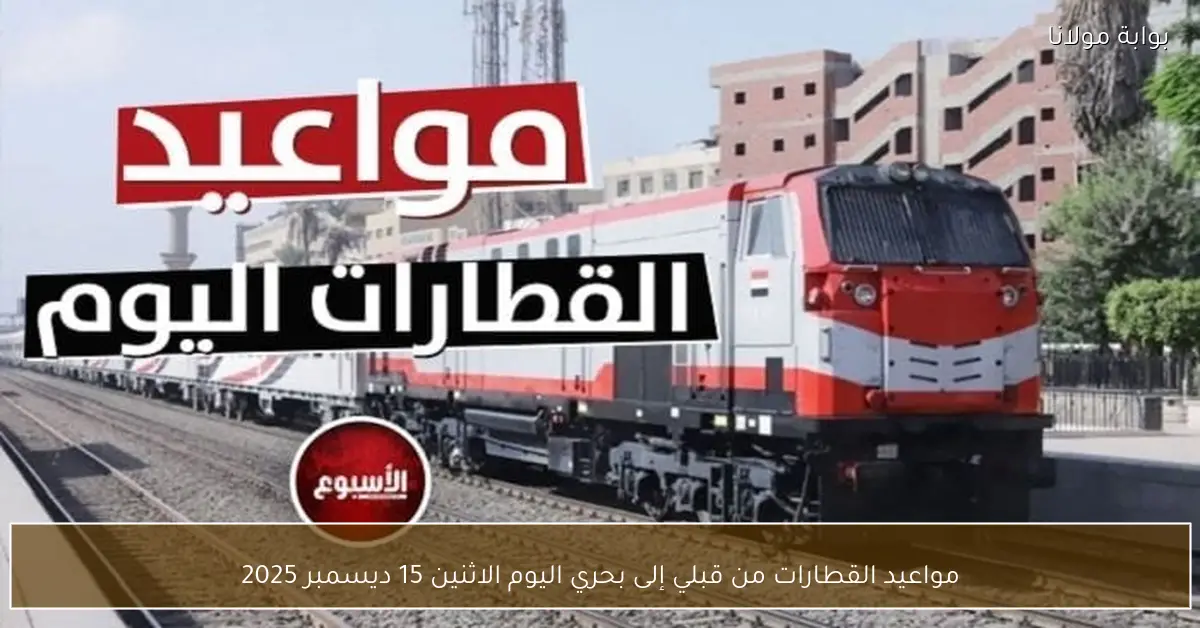 مواعيد القطارات من قبلي إلى بحري اليوم الاثنين 15 ديسمبر 2025