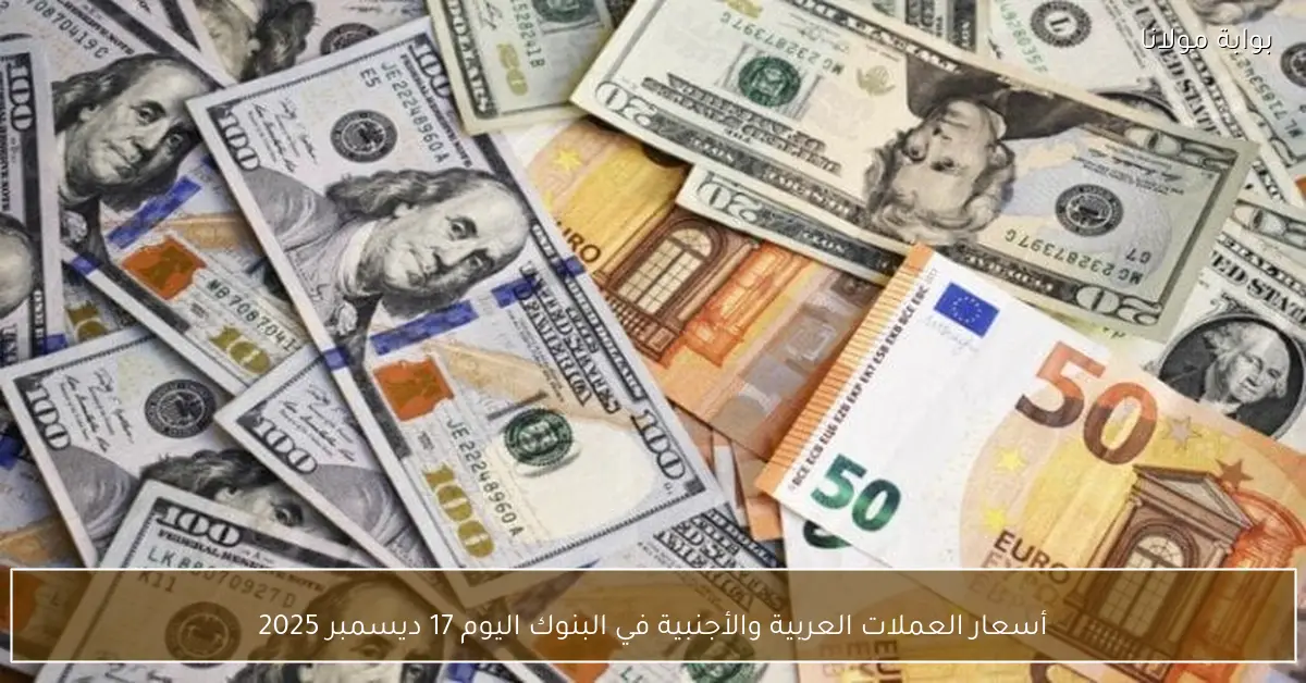 أسعار العملات العربية والأجنبية في البنوك اليوم 17 ديسمبر 2025