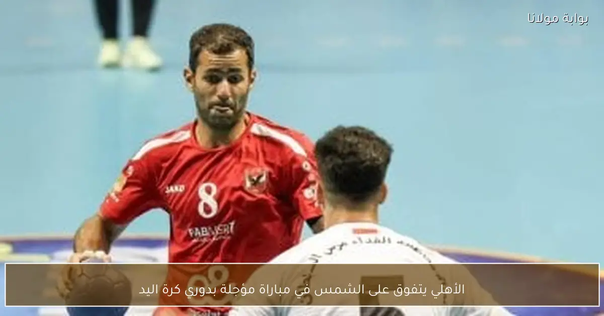 الأهلي يتفوق على الشمس في مباراة مؤجلة بدوري كرة اليد