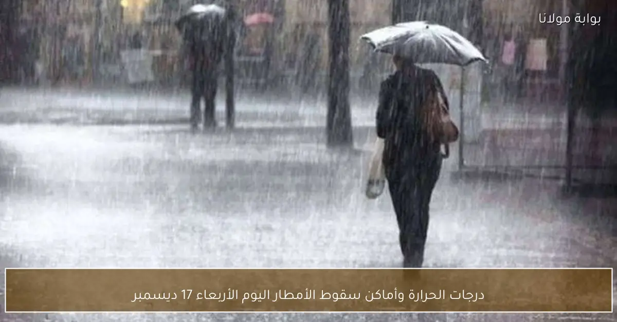 درجات الحرارة وأماكن سقوط الأمطار اليوم الأربعاء 17 ديسمبر