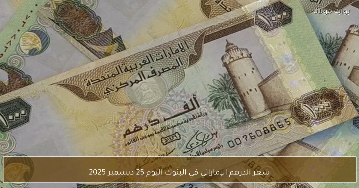 سعر الدرهم الإماراتي في البنوك اليوم 25 ديسمبر 2025