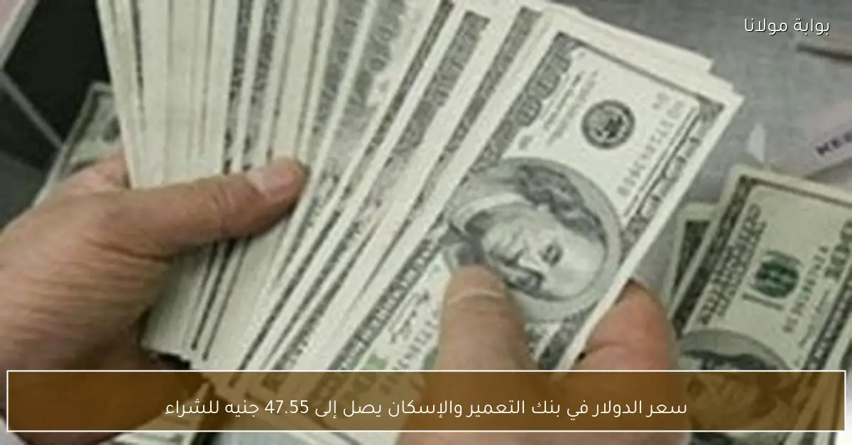 سعر الدولار في بنك التعمير والإسكان يصل إلى 47.55 جنيه للشراء