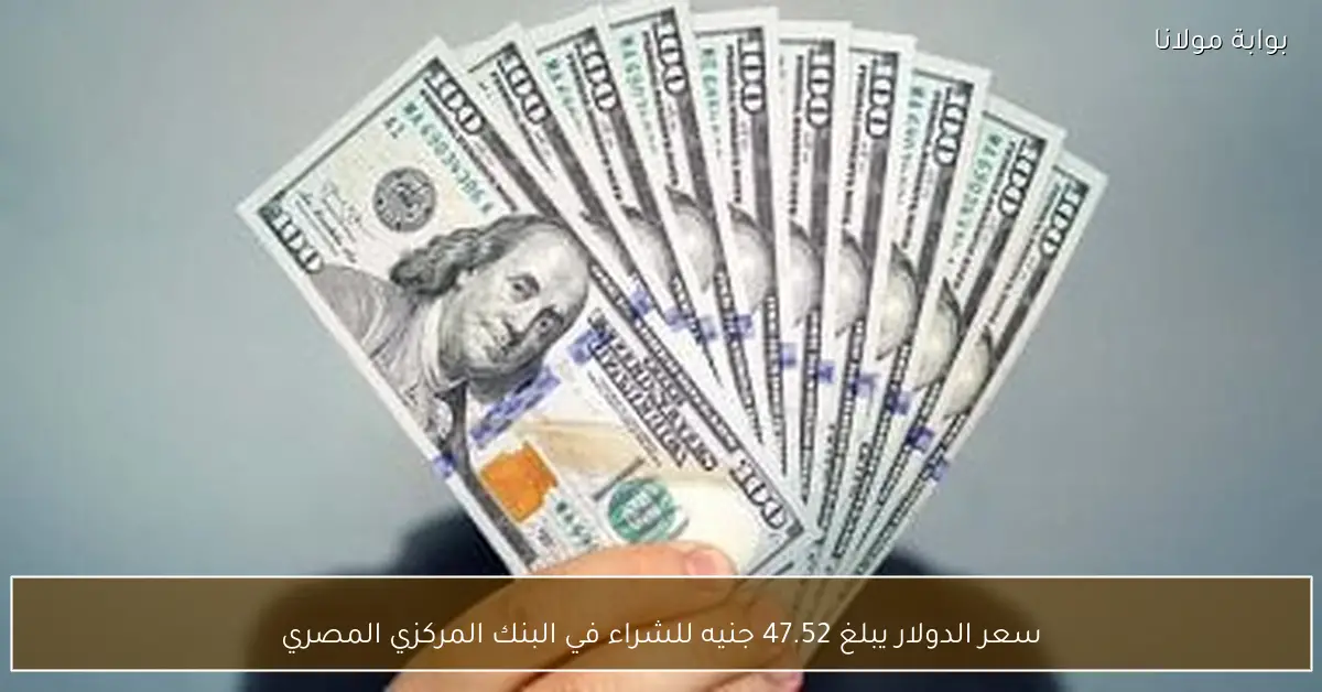 سعر الدولار يبلغ 47.52 جنيه للشراء في البنك المركزي المصري