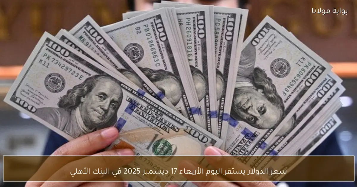 سعر الدولار يستقر اليوم الأربعاء 17 ديسمبر 2025 في البنك الأهلي