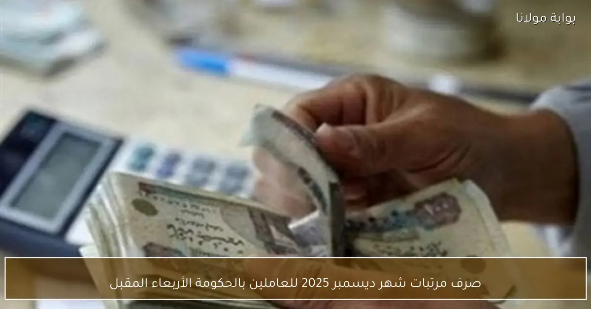 صرف مرتبات شهر ديسمبر 2025 للعاملين بالحكومة الأربعاء المقبل